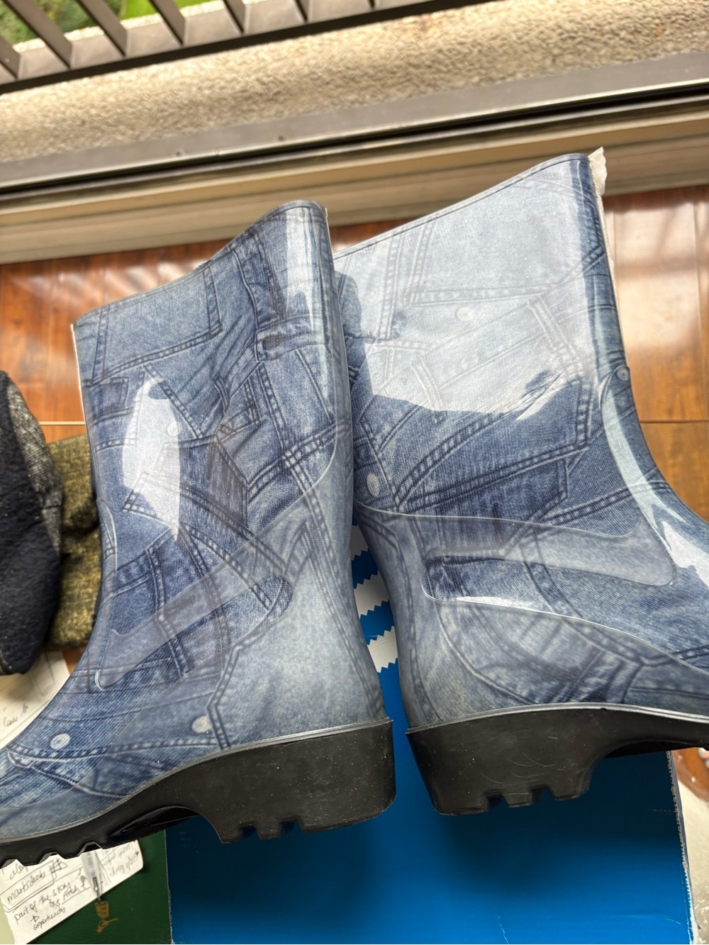 “Denim” rain rubber boots tall size 38 with socks - Picture 5 of 9